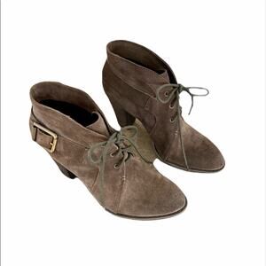 Luxury Rebel brown suede lace up heeled ankle buckle boots EU38 US 8.5